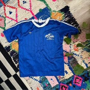 adidas Blue Soccer Jersey with White Stripes